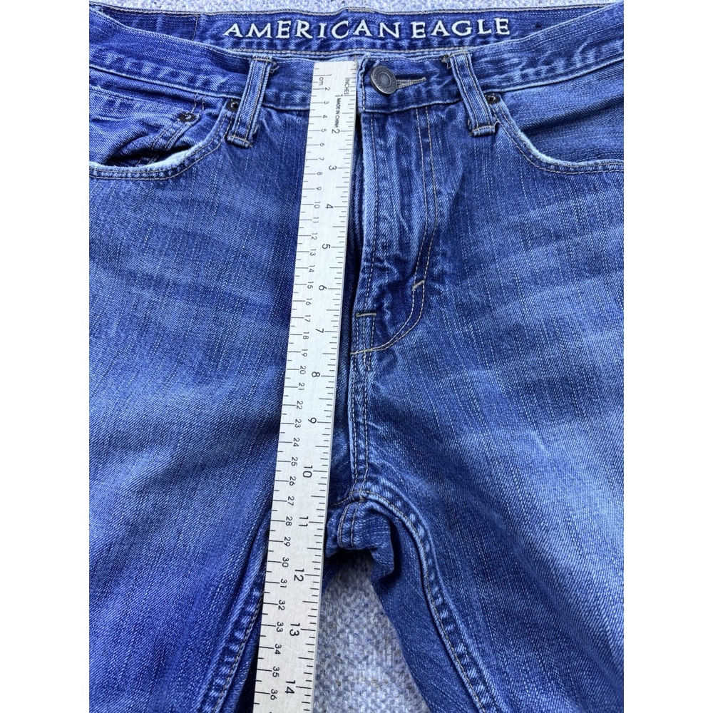 American Eagle Jeans Mens 34x30 Bootcut Medium Wash Blue Denim Distressed Pants - Picture 5 of 11
